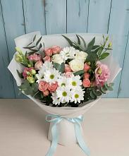 Букет цветов из:  Розы, Лизиантусы и Хризантемы в Бронницах