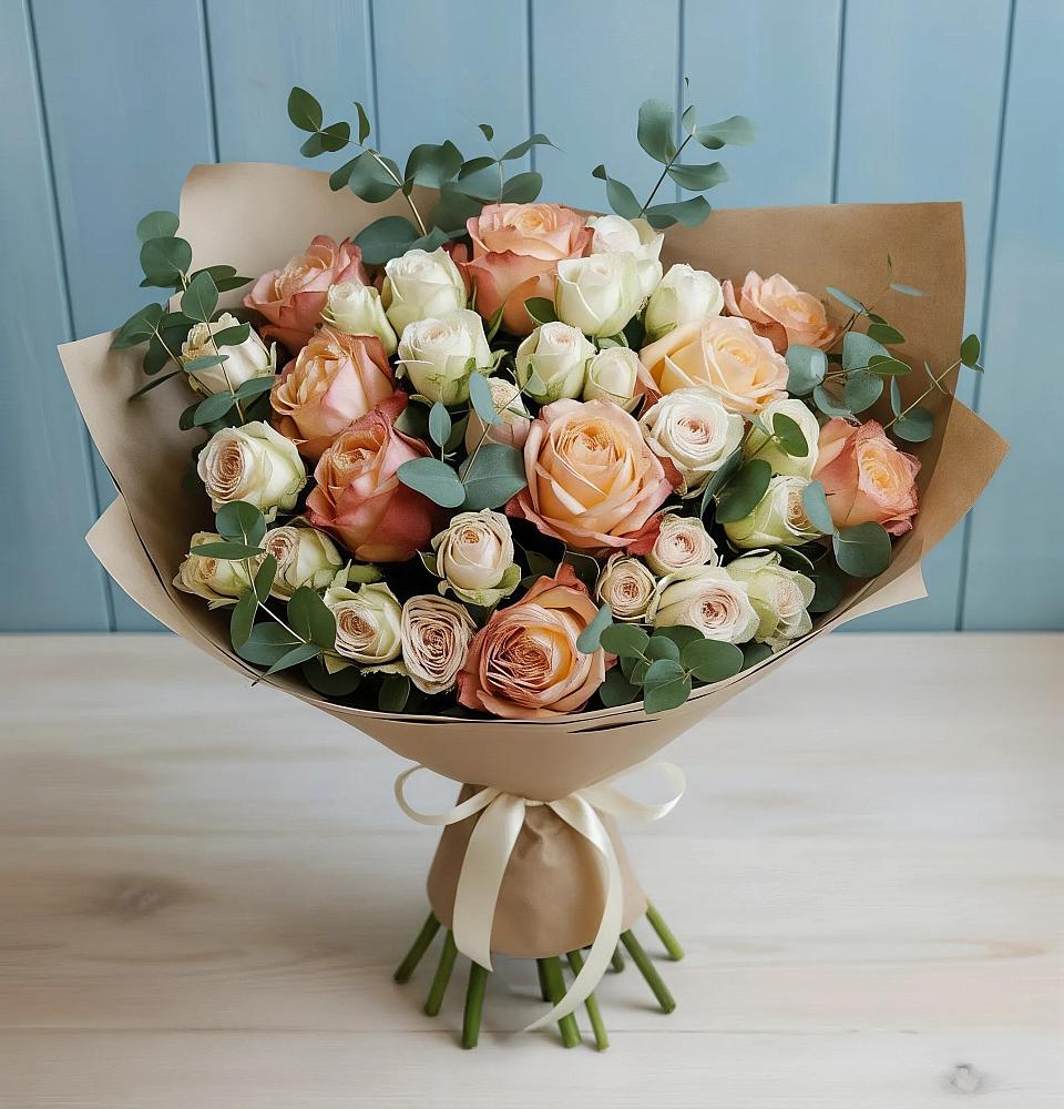 Букет цветов из: Альстромерии и Розы в Бронницах