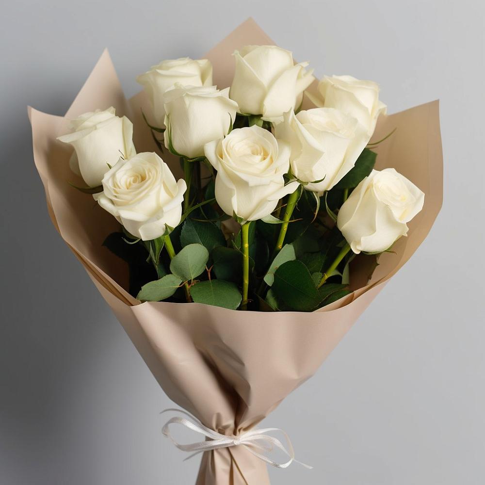 Букет 9 Белых роз Эдлесс Лав в Бронницах