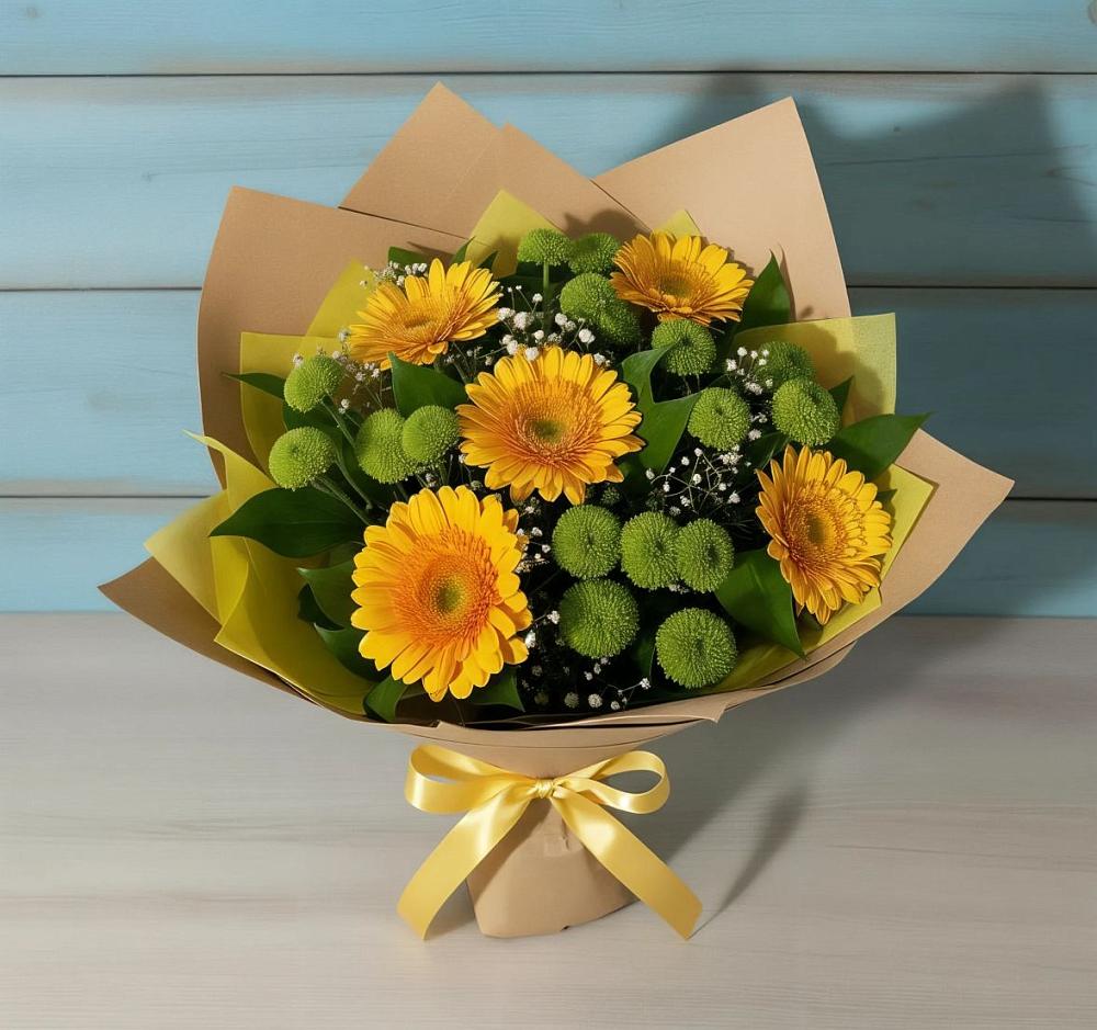 Букет цветов из: Герберы и Хризантемы в Бронницах