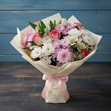 Букет цветов из:  Хризантемы, Альстромерии и Розы в Бронницах
