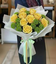 Букет цветов из:  Хризантемы и Розы в Бронницах
