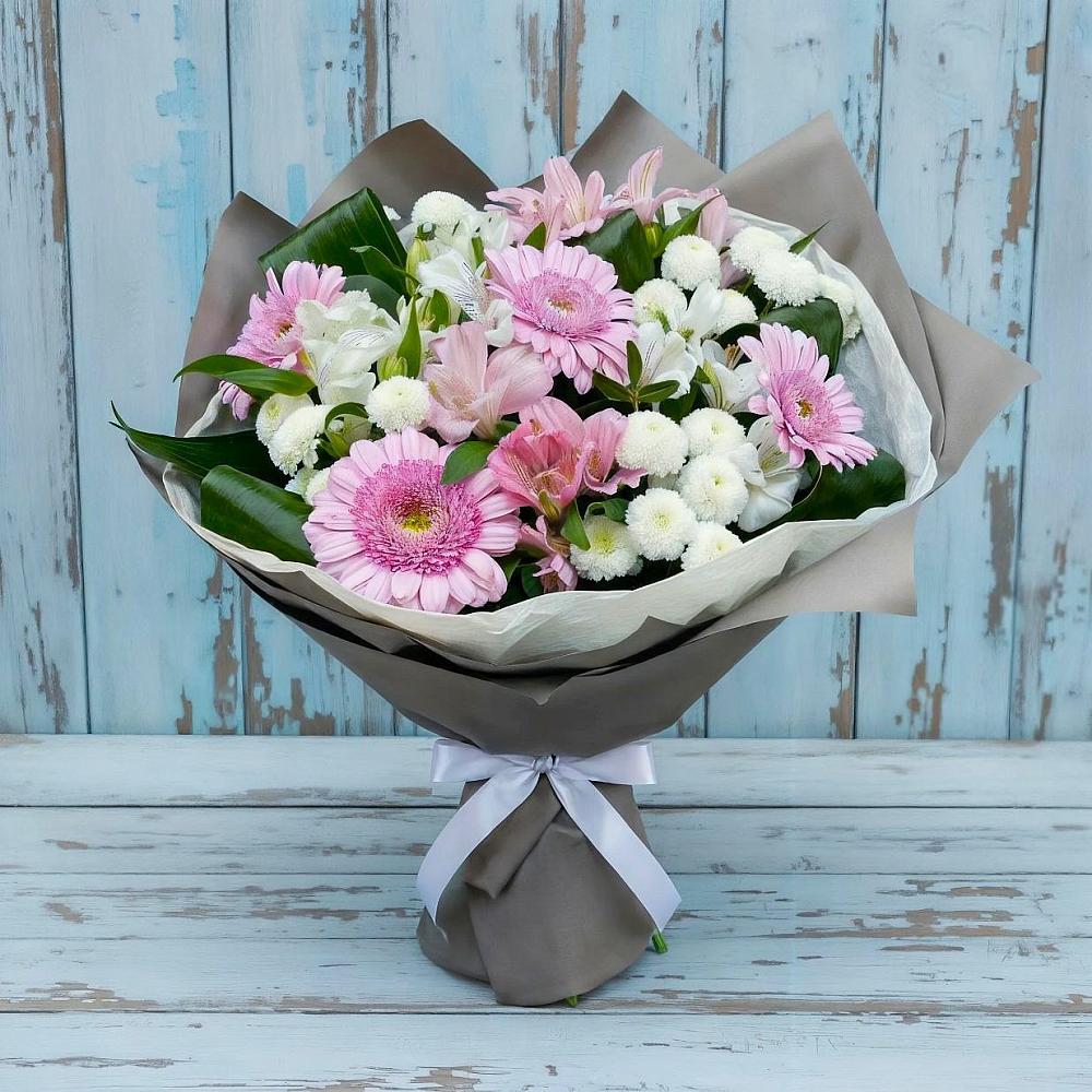 Букет цветов из: Герберы, Альстромерии и Хризантемы в Бронницах