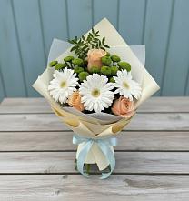 Букет цветов из:  Герберы, Розы и Хризантемы в Бронницах